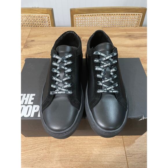 The Kooples Black Sneakers Unisex Leather Vinyl Size 7.5 US 38 EU NIB Low Tops - Picture 6 of 14